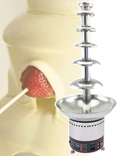 4-7 Tiers Electric Chocolate Fondue Fountain Machine, Melts Cheese Queso Candy Fountain Machine, Stainless Steel Large Chocolate Fountain, Dip Strawberries,6tiers
