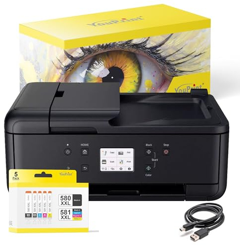 youprint Bundle TR7650 Multifunktionsgerät (Drucker, Scanner, Kopierer) mit 5 XXL Druckerpatronen