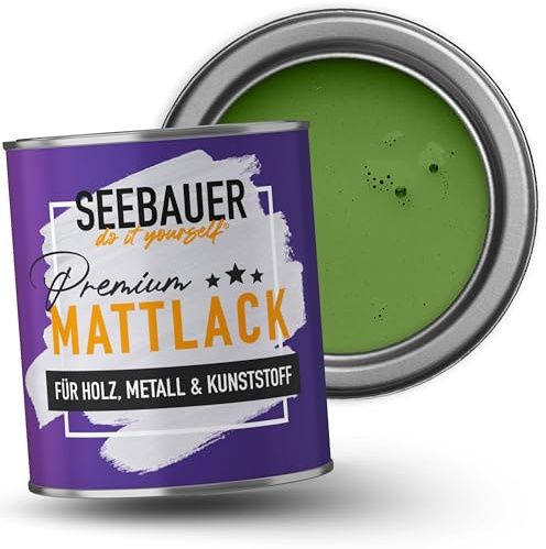 SEEBAUER diy Mattlack Grün 750ml für Innen & Außen (No. 730 Spring Feeling) Möbelfarbe ohne Schleifen - Hybrid-Lack für Holz, Metall, Kunststoff - Holzlack, Möbellack hohe Deckkraft