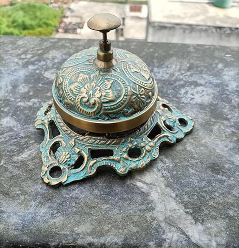 Campana decorativa de latón macizo con acabado antiguo para recepción de hotel, mostrador de servicio, campana náutica para trabajo, oficina, artículo de regalo