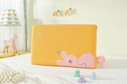 champracer Schlummerkids Kissen Original,Kinderkissen für Besserenund Gesünderen, Calmly Ergonomisch, Kawaii Tiere Kissen, Atmungsaktiv und Hautfreundlich （Mit Kopfkissenbezug） (orange,50 * 30 cm)