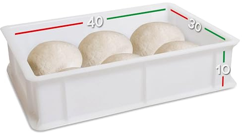 LUNEDA 1 bandeja para fermentación de masa, caja contenedor de plástico polietileno porta masa pizza, pan apilable, 12 litros, fabricada en Italia, 30 x 40 x 10 cm (solo bandeja)