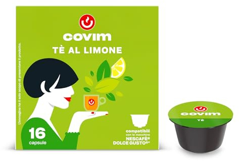 Covim Caffè - Capsule per Tè al Limone, Preparato Solubile, 48 Capsule Monodose (3x16 pz), Compatibili con Nescafé Dolce Gusto, Gusto Rinfrescante e Delicato, Senza Glutine