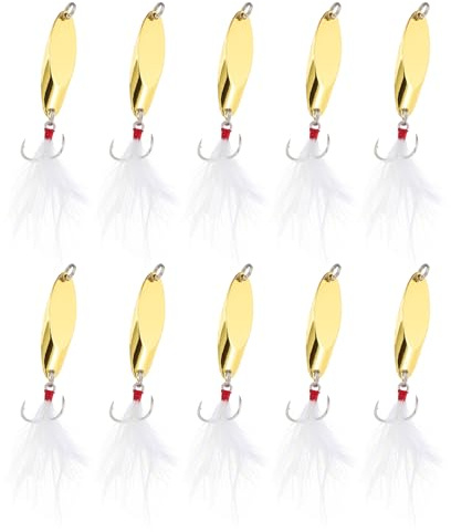 PATIKIL 10 Pezzi Cucchiaini Da Pesca 1/4 oz Esche Artificiali Tono Oro