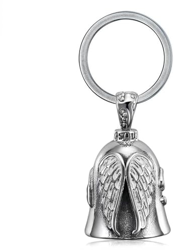 Tovbmup Biker Guardian Bell Motorrad Glöckchen, Fahrradglocke,Edelstahl Motorrad Glocke Glücksbringer,Motorradglocke Schlüsselanhänger mit Ring Zum Aufhängen, für Segne Den Frieden, Glücksbringer