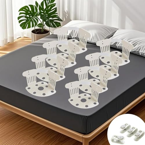 StyBtt Neu Bettlaken Halter, 8 Stück Bettlaken Spanner, Spannbettlaken Halter, Spannbettlaken Spanner, Lakenspanner gegen verrutschen, Mit Quilt Eckfixierer (Weiß)