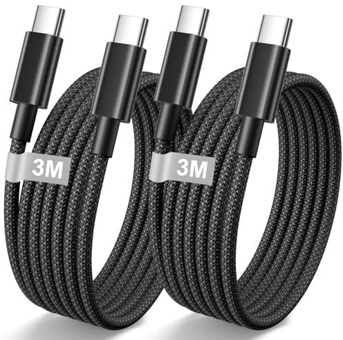 iPhone 15 16 laddningskabel 3M 2-pack, 60 W USB C till USB C-kabel A-pple laddningskabel USBC snabbladdningskabel nylonkabel för iPhone Air/17/17 Pro/17 Pro Max/16 Pro Max/Plus/16/15, iPad Pro/Air