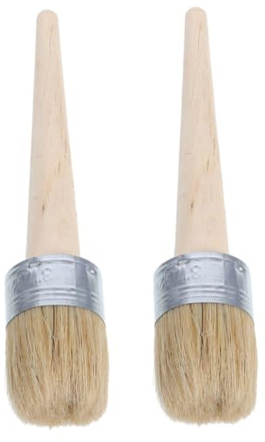 SHINEOFI Lot de 2 Pinceaux Ronds 50mm en Bois et Poils Naturels pour Peinture la Craie et Cire, Brosses Polyvalentes pour Travaux DIY et Décoration Extérieure