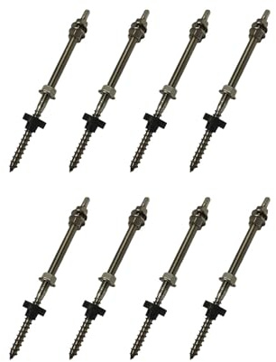 8x Handelskönig Stockschraube M10 x 200 mm V2A mit Dichtung & Sperrzahnmutter zur Montage von PV-Anlagen, rostfrei & wetterfest