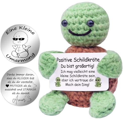 Mwmoeen Lustige Positive Schildkröte Pocket Hug, Kreative Strickwolle Schildkröte und Umarmung Glücksbringer, Mutmacher Geschenk, Einschulung Geschenk, Beste Kleine Geschenke für Frauen Freundin