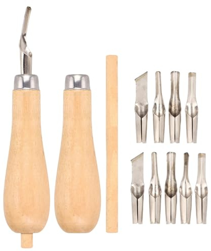 ANKROYU 2 Sets Lino Cutting Tools, Linoleum Cutter for Lino Printing Linocut Printmaking and Stamp, Lino Carving Tools Include Linoleum Cutter Handles V‑Type U‑Type Detail Cutter