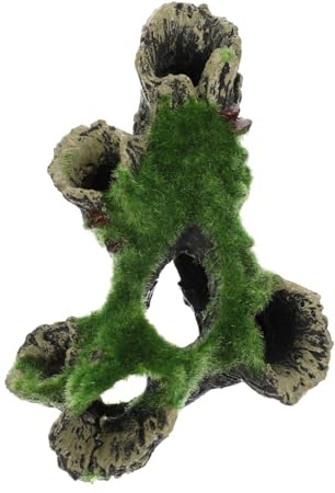 Milisten Décoration Grotte Résine pour Aquarium Poissons avec Mousse Cachette Naturelle pour Aquarium Eau Douce Ornement Paysage pour Réservoir Cache pour Poissons et Reptiles