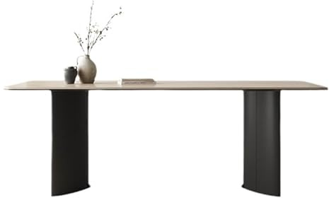 IMEITE Büro-Besprechungstisch Rechteckiger Rock Slab Esstisch Restaurant Einfaches Retro Massivholz Esstisch(140x80x75cm)
