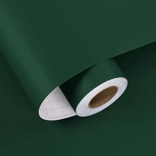 HotDecor Peel and Stick mörkgrön tapet för vardagsrum Möbelvinyl för köksskåp Grön bänkskiva Vinyltäckning klibbig baksida plastrulle Hallväggstapet Sovrumstapet 60 cm x 300 cm