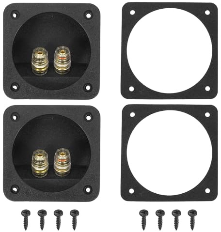 sourcing map 2Pcs 2.68 Inch Speaker Box Terminal Cup, 2-Way ABS Subwoofer Plug Connector Double Binding Posts Spring Loaded Jack for Car Stereo Speaker Wire Sub Box
