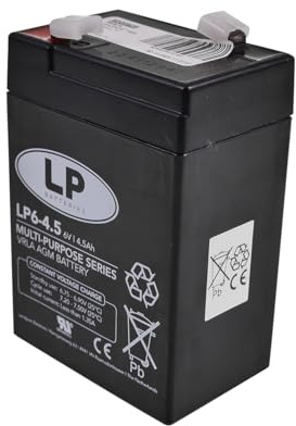 LP Batteries LP6-4.5 6V 4.5Ah Sealed Lead Acid Battery – AGM VRLA Maintenance Free Rechargeable Backup for Rechargeable Torches And Lanterns (T1 Terminal)