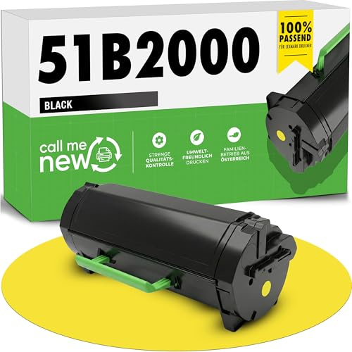 callmenew 51B2000 - Toner compatibile con lexmark 51b2000 (nero, 2500 pagine) - Smart Chip, ricambio per lexmark mb2236adw & b2236dw - Confezione da 1