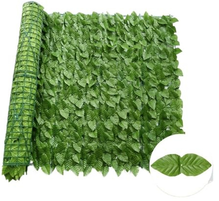 TXLEAPEY 50X100cm Künstliche Blumen Blätter Zaun Abnehmbare Outdoor Garten Dekoration Hedge Privatsphäre Schutz Grüne Blatt Blume Wand(Light Green Dill)