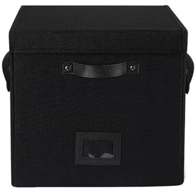 Stylebest Scatola portaoggetti pieghevole per dischi in vinile, pratico porta musica per casa e ufficio, in tessuto Oxford, 32 cm (nero)