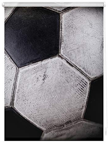 Lichtblick Klemmfix Tageslicht-Rollo mit Motiv, ohne Bohren, Blickdicht, Seitenzugrollo, Made in Germany, Retro Fußball - Schwarz-Weiß 70 x 150 cm (B x L)