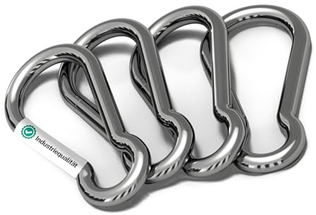 everlar® karbinhake 4 pack I 6mm XS, 120kg I Säker & enkel faststängning av slagpåse, snurrggrill, solsegel, nyckel etc.