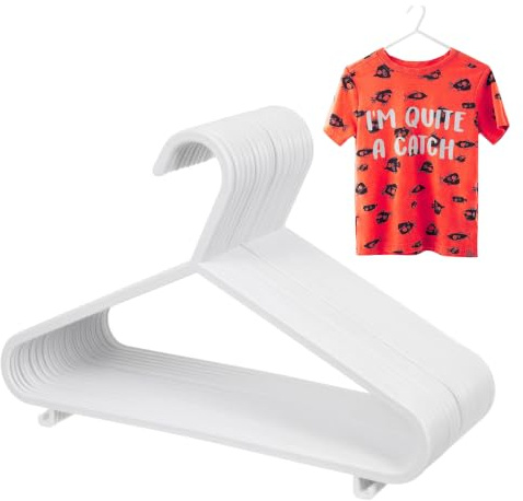 ADEPTNA PACK OF 40 PLASTIC NURSERY HANGERS - SPACE SAVING HANGERS FOR KIDS & CHILDREN'S CLOTHES (White)