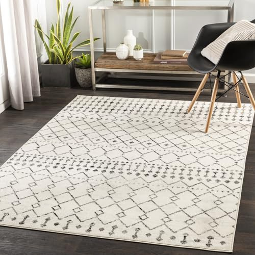Livabliss Abu Dhabi Wohnzimmer Boho, groß 130x170 cm - Esszimmer mit geometrischem Muster, Skandinavischer Stil in Elfenbein, Grau