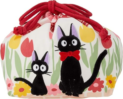 Marushin 1025006600 Lunch Bag with Gusset, Ghibli, Kiki's Delivery Service, Gigi and Tulip, Kindergarten, School Entrance Preparation, Kindergarten, Elementary School, Girls, Character
