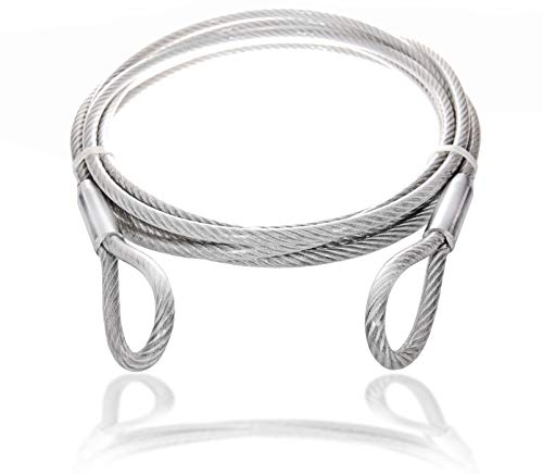 Drahtseile24 Cable de acero revestido con ojales, cable de acero con trabillas, cable de trabilla, antirrobo para muebles de jardín, muebles de terraza, bicicleta | Grosor: 4 mm (3 en 4) | Longitud: 8