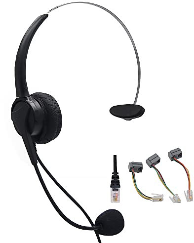 Powertool, cuffie telefoniche RJ11 per call center, per ufficio, chiamate vocali, chat, con microfono a cancellazione del rumore, per telefoni cellulari e computer portatili
