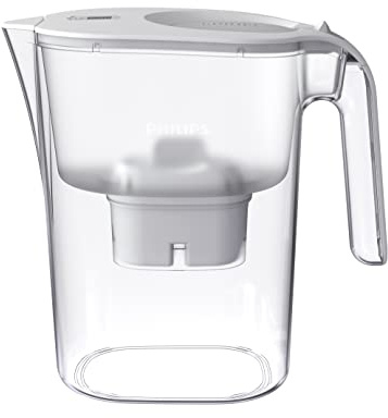 Philips - Micro X-Clean Caraffa filtro acqua a flusso rapido, 4 litri,Timer elettronico, colore: Bianco