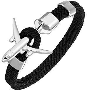 DonJordi Armband Flugzeug in vielen Farben für Herren & Frauen aus geflochtenem Seil mit Flugzeug Verschluss aus geflochtenem Segeltau - Der Armschmuck für alle Piloten & Flugzeugfans
