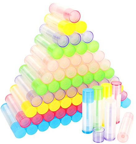 72 Stück Leer Lippenstift Lippenstifthülsen mit Kappe 5ML Lippenbalsam Behälter Tube, Lippenstifthülsen zum Selbst Befüllen, Lippenpflege Leere Behälter für DIY, 6 Farben