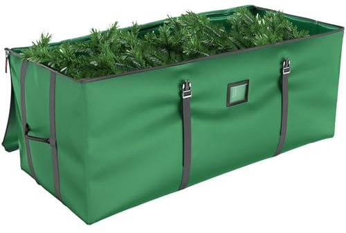 Mrrihand Christmas Tree Storage Bag, Large Artificial Christmas Tree, 9 Ft Anti-Tear Heavy-Duty 600D Oxford Cloth Christmas Tree Storage Box with Handles, Christmas Tree Storage Container (Green, 9Ft)
