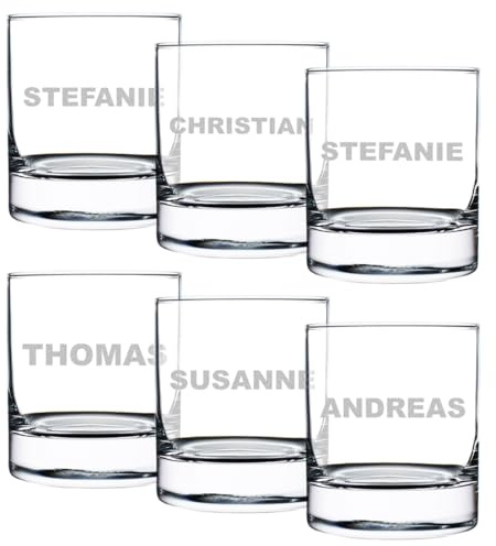 polar-effekt Wasserglas 6er-Set mit Gravur 320 ml - Trinkglas für Cocktails, Drinks, Saft, Wasser - Kristalglas - Saftglas - Weihnachten, Jubiläum Universalgläser