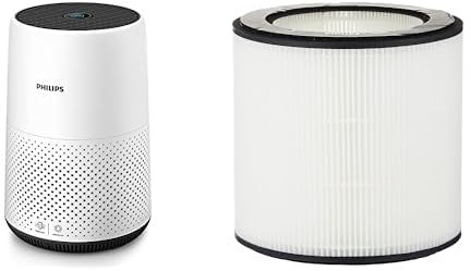 Philips Series 800 Compact Air Purifier with Real Time Air Quality Feedback, HEPA, AC0820/30&NanoProtect HEPA Replacement Air Purifier Filter FY0194/30 – Compatible with AC0820/30, Silver