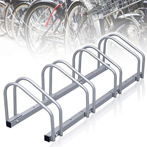 Tubiaz Fahrradständer Für 4 Fahrräder Bodenständer Abstellständer Mehrfachständer Geeignet für Fahrräder von 35-55 cm Stellplatz 30cm verzinktem Stahl Passt auf die meisten Fahrräder 101x32x26 cm