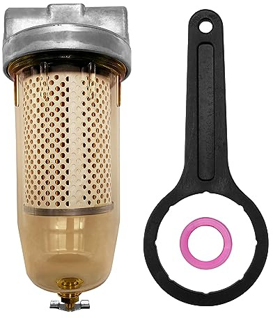 Conjunto de filtro de tanque de combustible 496 │Reemplazo para gasolina y agua diésel separado 30 micras máximo 25 gpm 150 psi con tapa superior NPT de zinc de 1 pulgada │Reemplaza # B10-AL