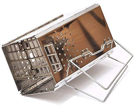 KANBUN Portable charbon de bois démarreur en acier inoxydable extérieur Barbecue Grill pliable cheminée démarreur Barbecue pliant gril chauffage poêle Double the comfort