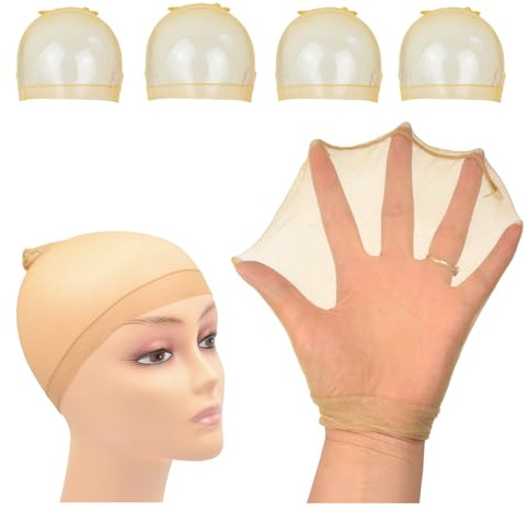 4 Stück HD Haarnetz für Perücken Nylon Ultra Dünne Perücke Kappen Elastische Atmungsaktiv Wig Caps Perücken Zubehör Perückennetz Beige