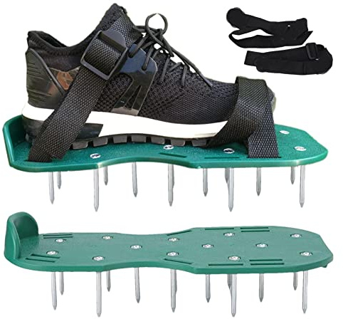 Niktule Rasenbelüfterschuhe für Gras - Spike-Schuhe mit 1,65 kurzen Spikes, Rasenbelüfter-Werkzeug aus Epoxidharz,Verjüngen Sie Ihren Rasen, schützen Sie die Sohle – für Terrasse, Hof, Gras