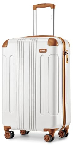 Kono Cabin Suitcase ABS Lightweight Hard Shell Carry on Luggage (Cream)