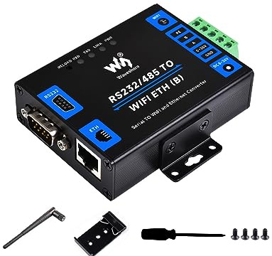 Waveshare RS232/485 to WiFi and Ethernet Converter, Industrial Grade Serial Server, Modbus Gateway, MQTT Gateway