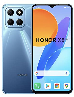 Honor X8 5G Smartphone 48 MP Triple caméra arrière 6,5 FullView Design Snapdragon 5G chipset, 6 Go de RAM + 128 Go, Bleu océan (Reconditionné)