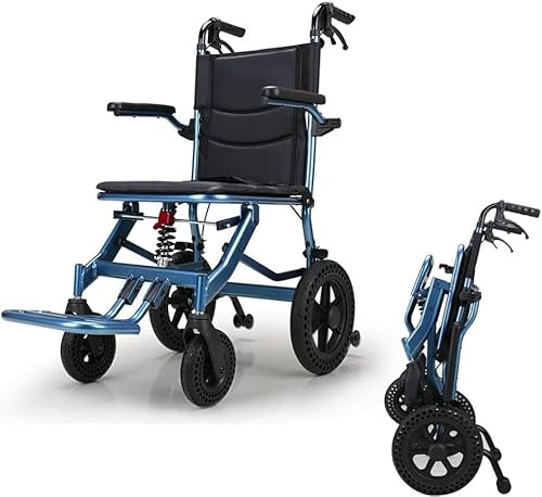 Máquinas portátiles para sillas de ruedas de viaje con freno de mano, transporte plegable, cómodas máquinas móviles para desplazamiento de sillas de ruedas al aire libre