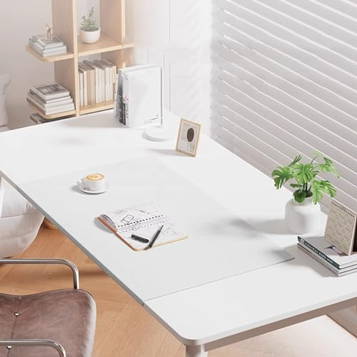 Büro-Computer-Schreibtischmatten, Leder-Schreibtischunterlagen, Schreibtischunterlagen, Tischschutz, Laptop-Matten, Tastatur-Pad, Desktop-Matte mit Kantenschutz für Zuhause/Dekor, 110 x 60 cm, Weiß