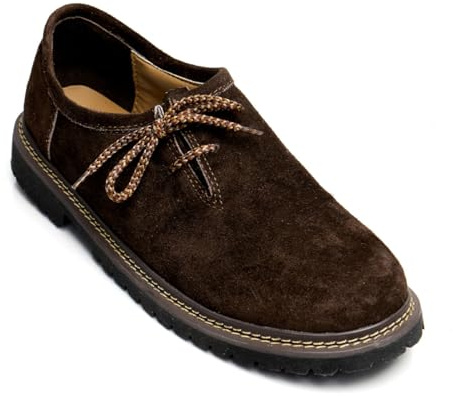 Steigenhöfer - Scarpe da avena da uomo, in vera pelle, per Oktoberfest, celebrazioni ed eventi, marrone scuro., 41 EU