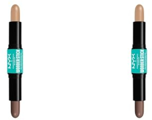NYX Professional Makeup Highlighter & Konturenstift, Konturenstift mit zwei Enden, Formt und hellt auf, Verblendbar & Vegan, Wonder Stick, Fair (Packung mit 2)