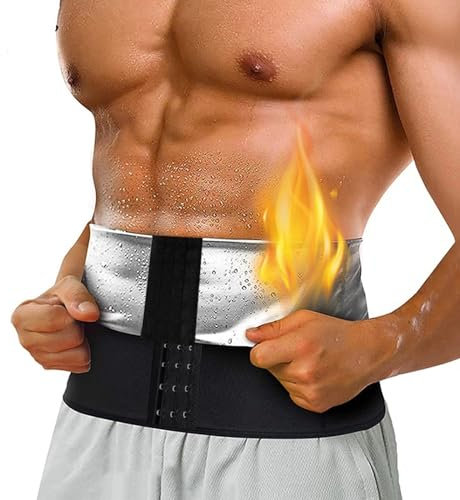 Bauchweggürtel Herren, Waist Trainer Herren Zum Abnehmen, Verstellbarer Sauna Bauchweggürtel Zum Abnehmen, Schwitzgürtel Bauch Bauchfett Weg Gürtel, 2XL/3XL,Silver