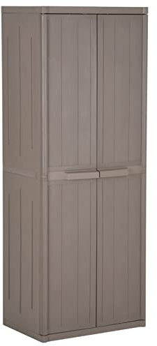 Homgoday Gartenschrank aus Polypropylen, Holzoptik, 65 x 45 x 172 cm